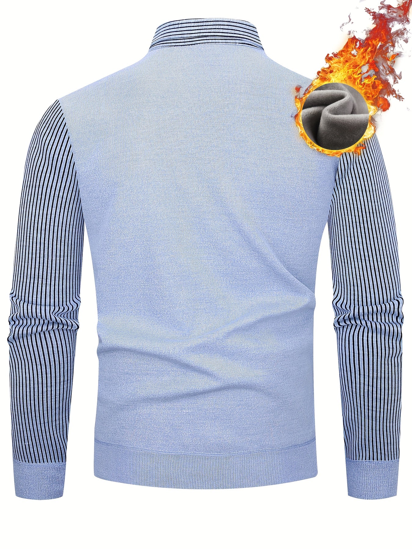 Men'S Elegant Striped Knit Sweater with Button Collar - Warm Long Sleeve Pullover for Golf, Running, Hiking & Outdoor Activities - Perfect for Casual Wear, Parties, and Special Occasions, Golf Apparel | Button Collar Sweater