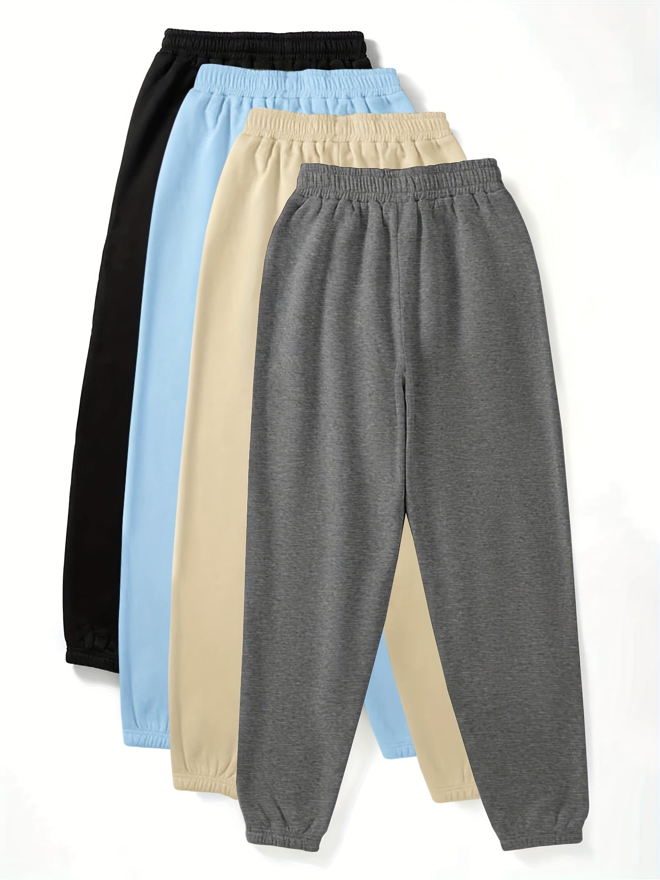Lot de 4 Joggers Femme – Taille Élastique, Décontractés et Sportifs, Imprimé Lettres
