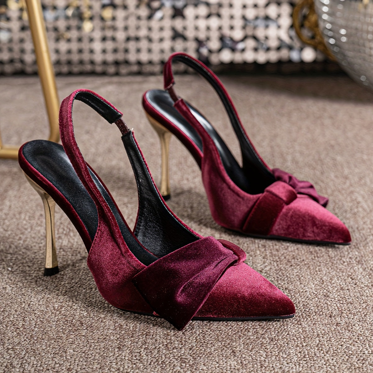 Escarpins Femme à Talons Fins – Bout Pointu, Dos Ouvert, Talons Aiguilles, Chaussures en Velours Style Français, Élégantes et Tendance