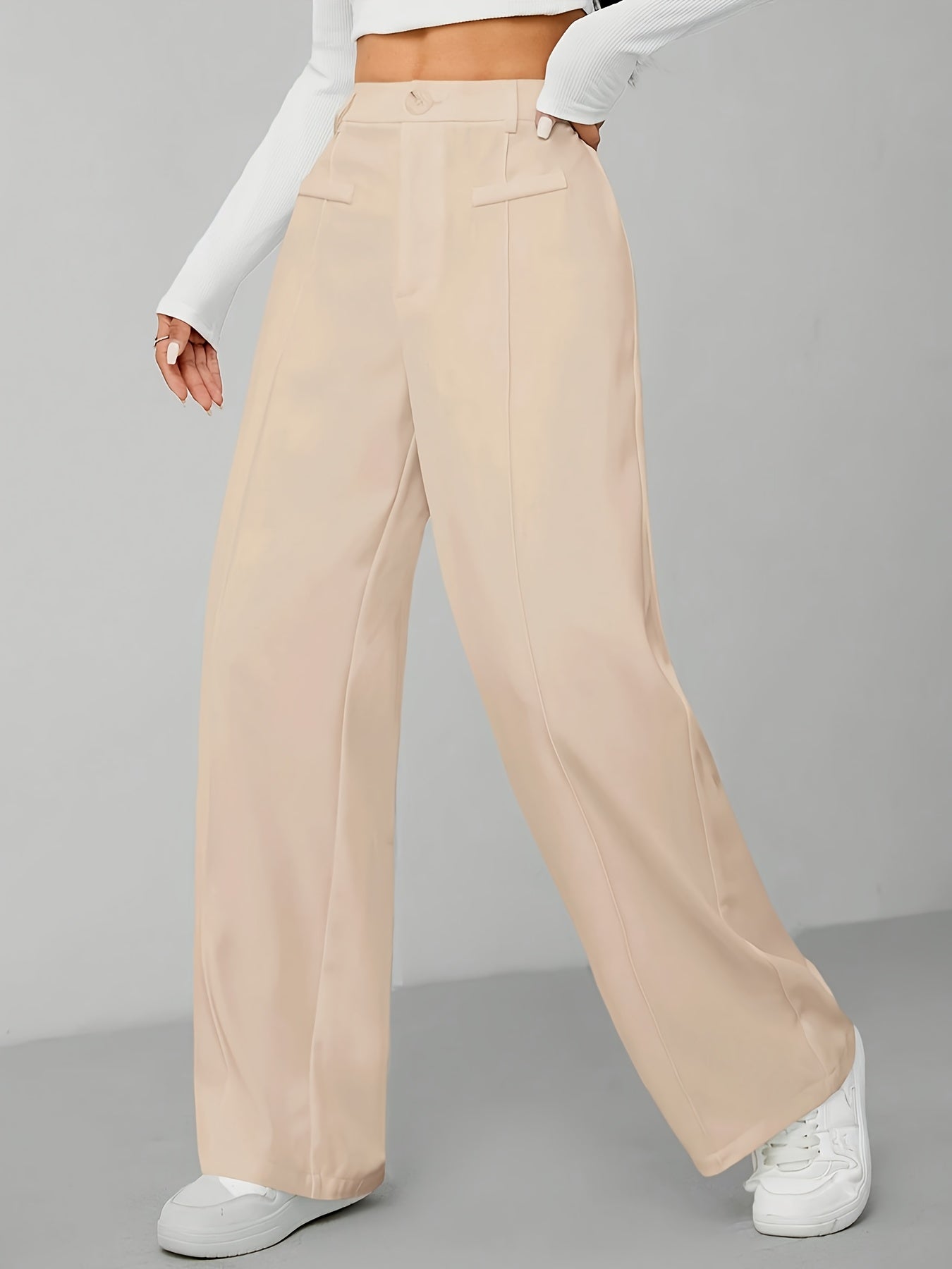 Lot de 2 Pantalons Femme Taille Haute – Jambe Évasée, Style Costume