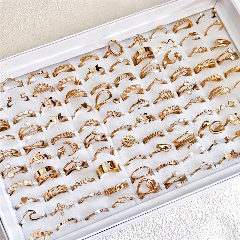 A Set of 45 Stylish And Elegant Rings for Women, Featuring a Vintage Bohemian Design with Faux Gemstones And an Open Design, Perfect for Daily Wear, Parties, Vacations, And As Holiday Gifts (Without a Box). This Mixed-Style S