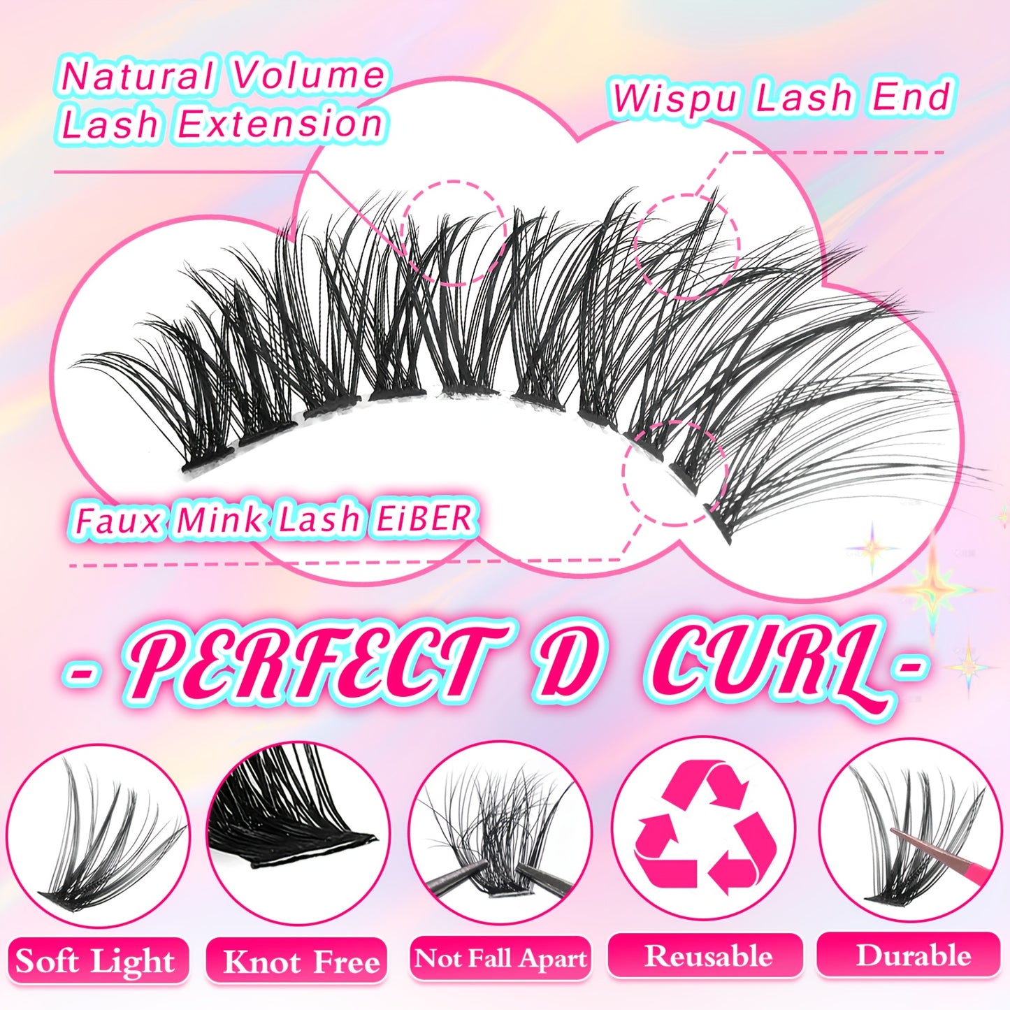 Set de Cils DIY pour Femme – 37 Rangées (740 pcs) / 14 Rangées (280 pcs) / 10 Rangées (200 pcs), Cils Individuels 8-16 mm, Inclus Brosse à Cils, Style Hybride, Parfait pour DIY Débutants à la Maison, Réutilisable