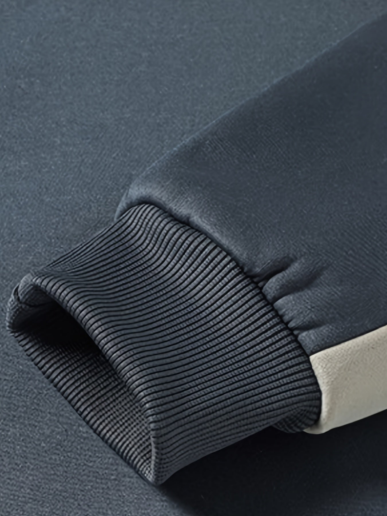 3pcs Sweatshirts Homme Col Rond – Polyester Extensible, Motif Lettre, Beige/Noir