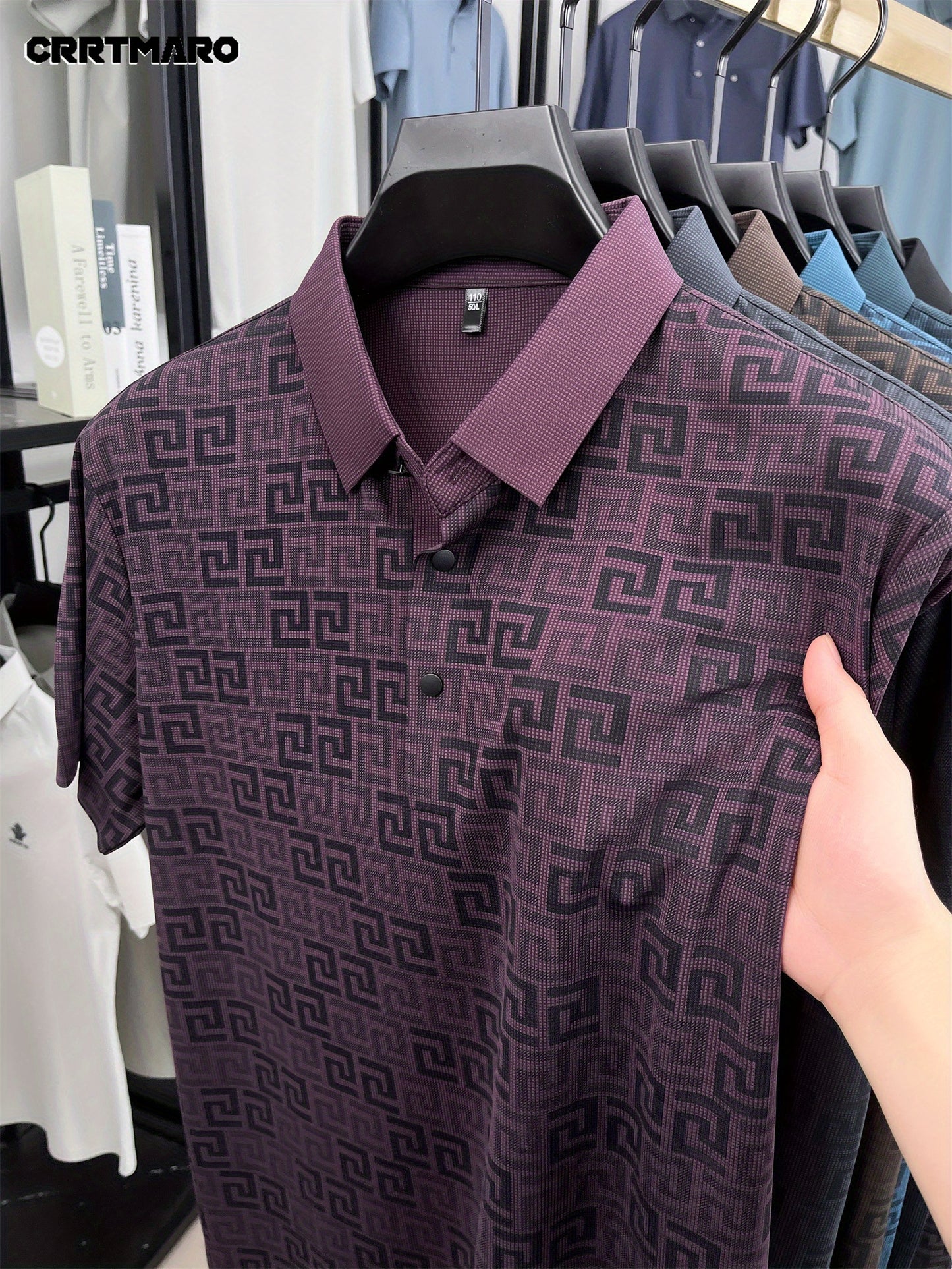 Men'S Casual Summer Polo Shirt - "CRRTMARO" Logo, Lightweight Rayon Fabric, Short Sleeve, Button-Up, Casual Style, Casual Summer Wear | Casual Style Shirt | Glossy Finish