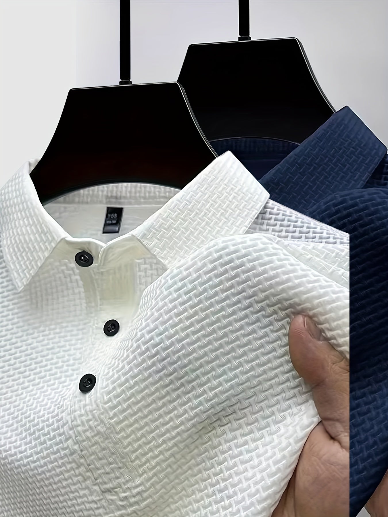 2pcs Men's Lapel Neck Short Sleeve T-shirt, Comfy Stretchy Trendy Tees for Summer, Casual Daily Style Fashion Clothing