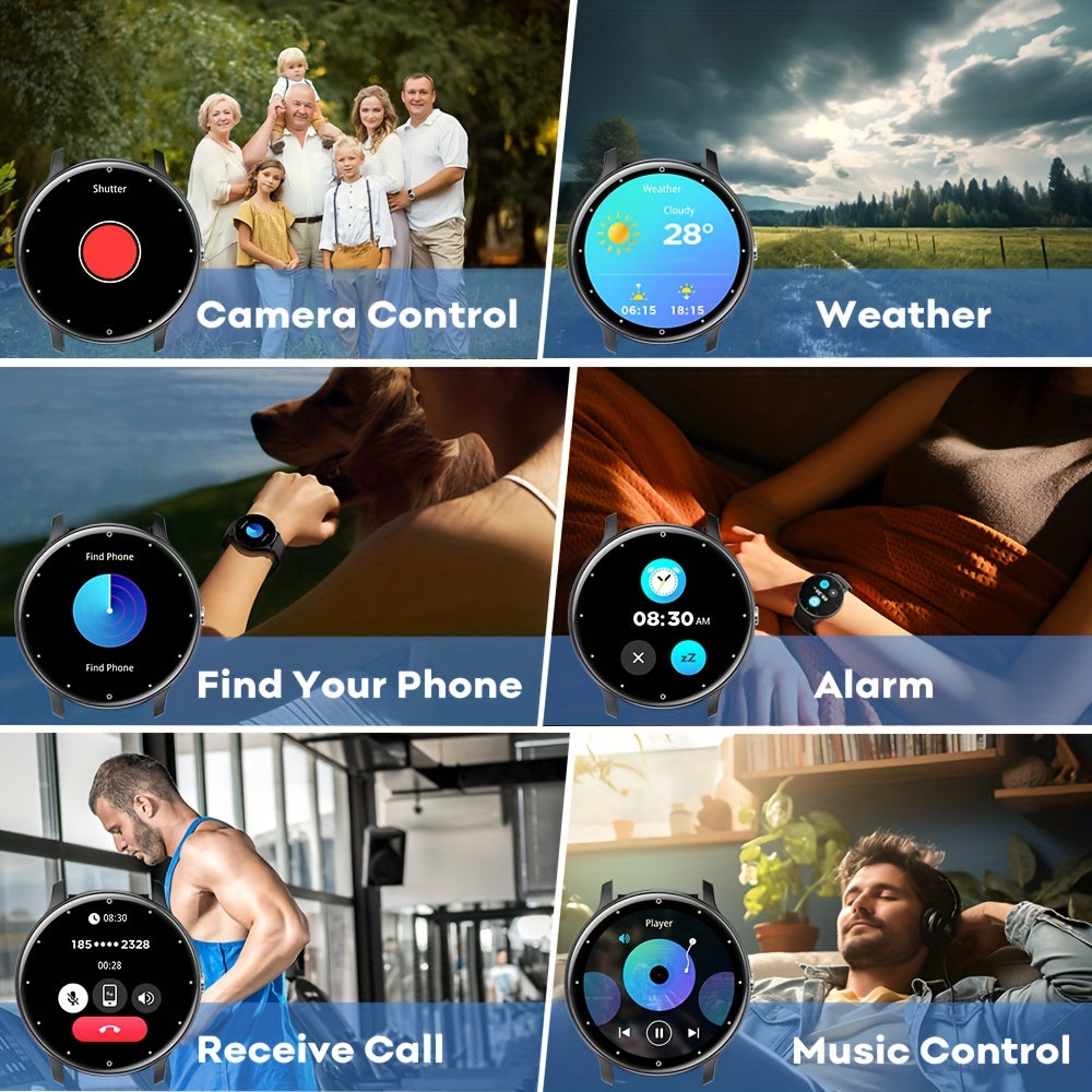 Functional Smartwatch for Men & Women - 3.25cm Full Touch Screen, High-Quality Display, Answer & Make Calls, Message Reminder, Sports Pedometer, Information Alerts For Iphone/android Phones, Friend Gift, Birthday G