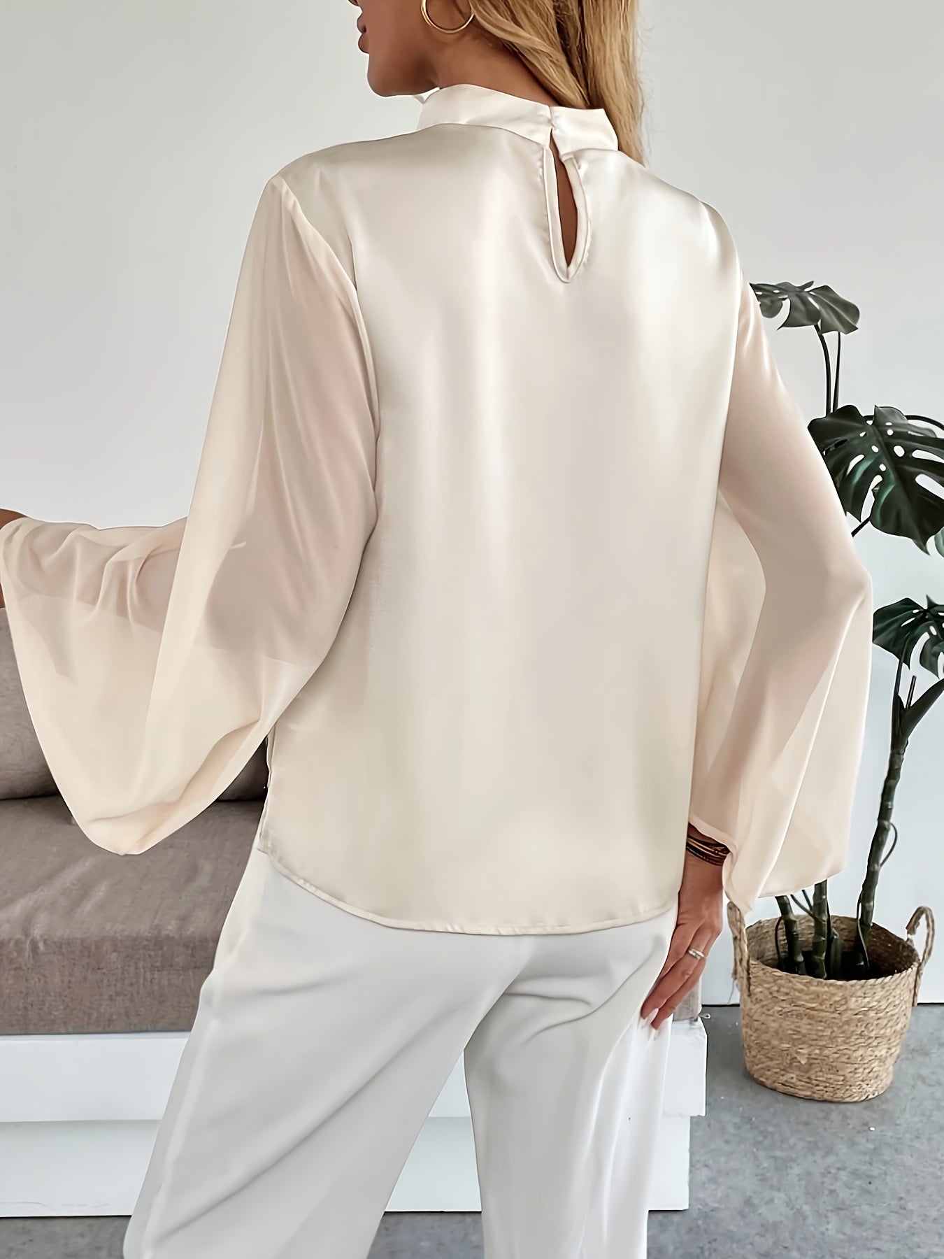 Chemise élégante minimaliste à manches lanterne pour femmes grande taille