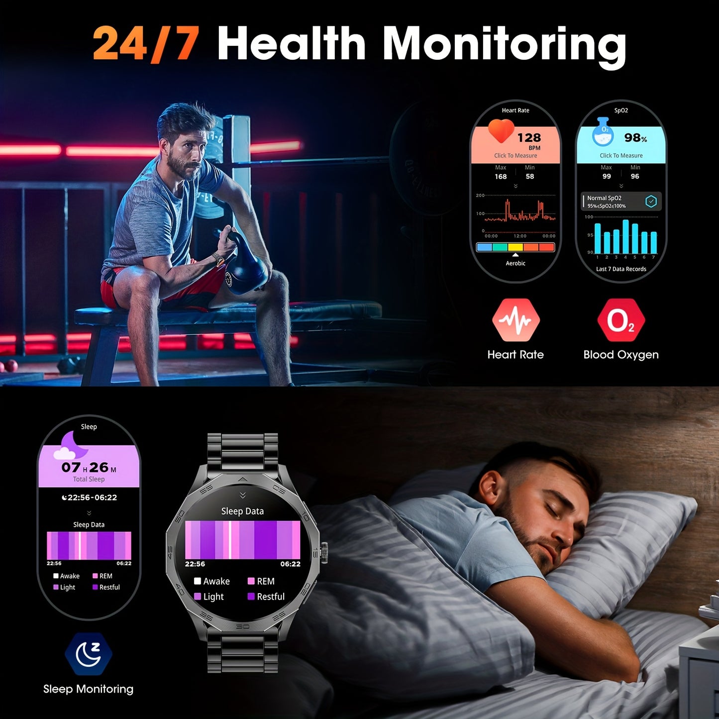 Montre Connectée Homme & Femme – Écran Tactile HD 1,75", Appels (Répondre/Appeler), Modes Sport, Multi-Cadrans, Compatible iPhone & Android, Suivi Santé, Assistant Sport, Design Élégant