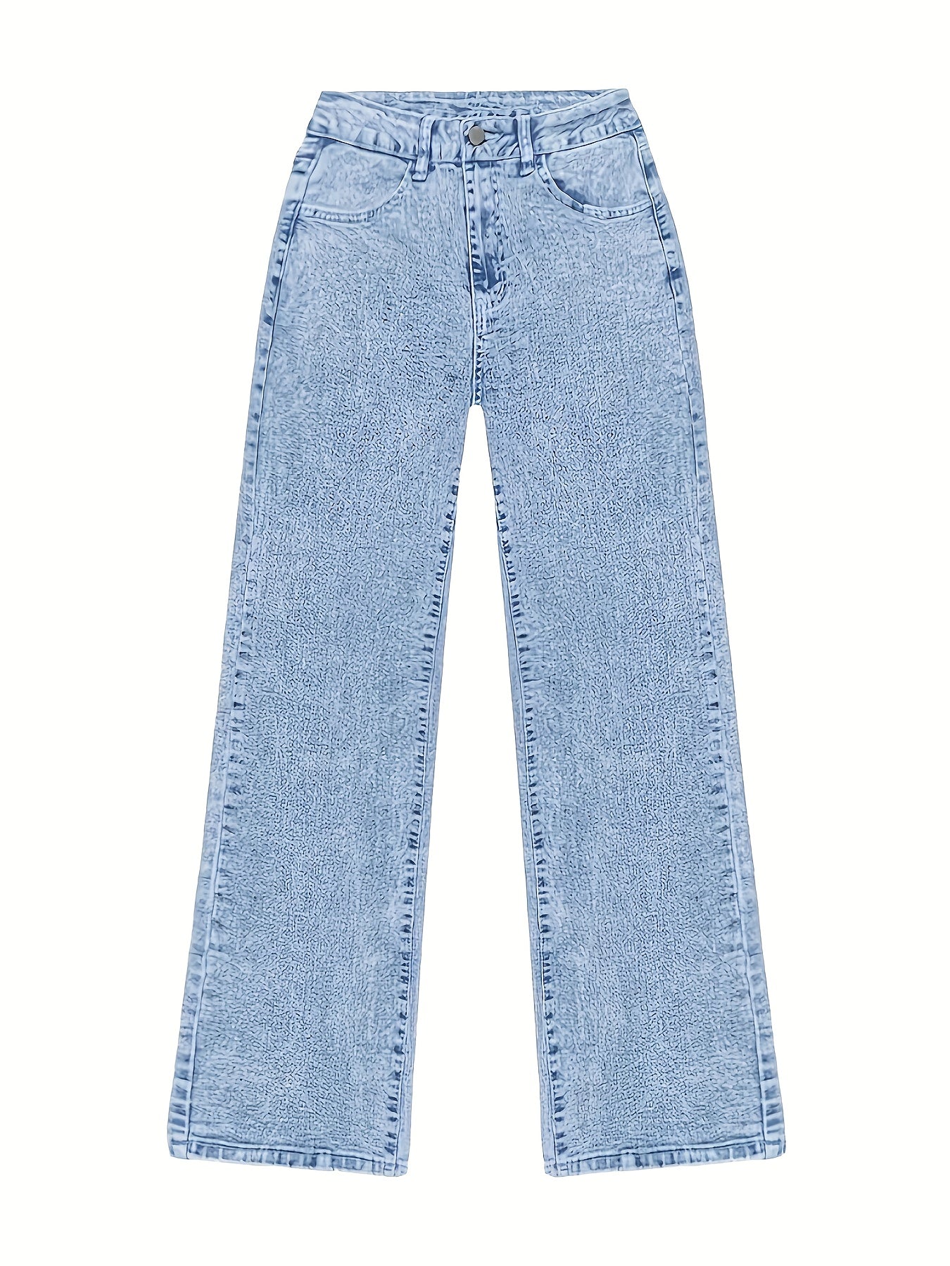Jeans Femme Nouveaux – Coupe Large Droite, Bleu Clair Effet Flocon, Taille Haute Ceinturée, Confortables, Pantalon Décontracté Élégant Polyvalent pour Quotidien, Voyage et Bureau