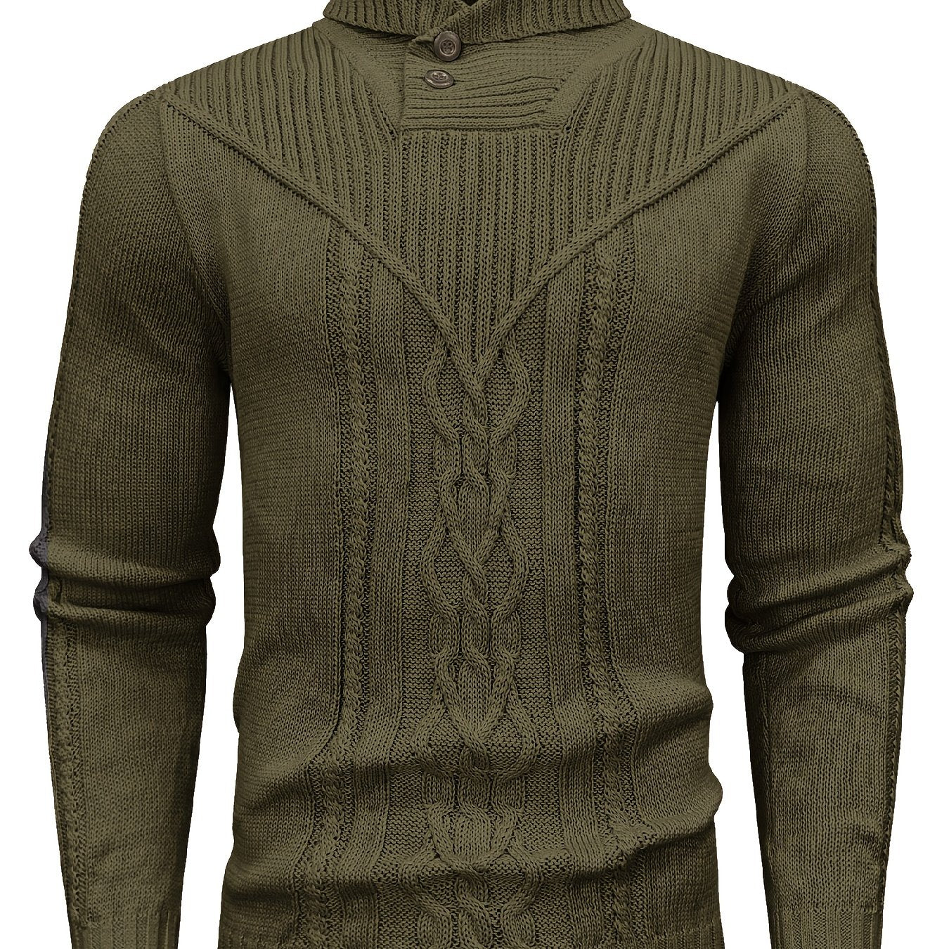 Men's High Collar Warm Knit Sweater - Stretchy Fashion Ribbed Pullover, Elegant Gentleman Cardigan