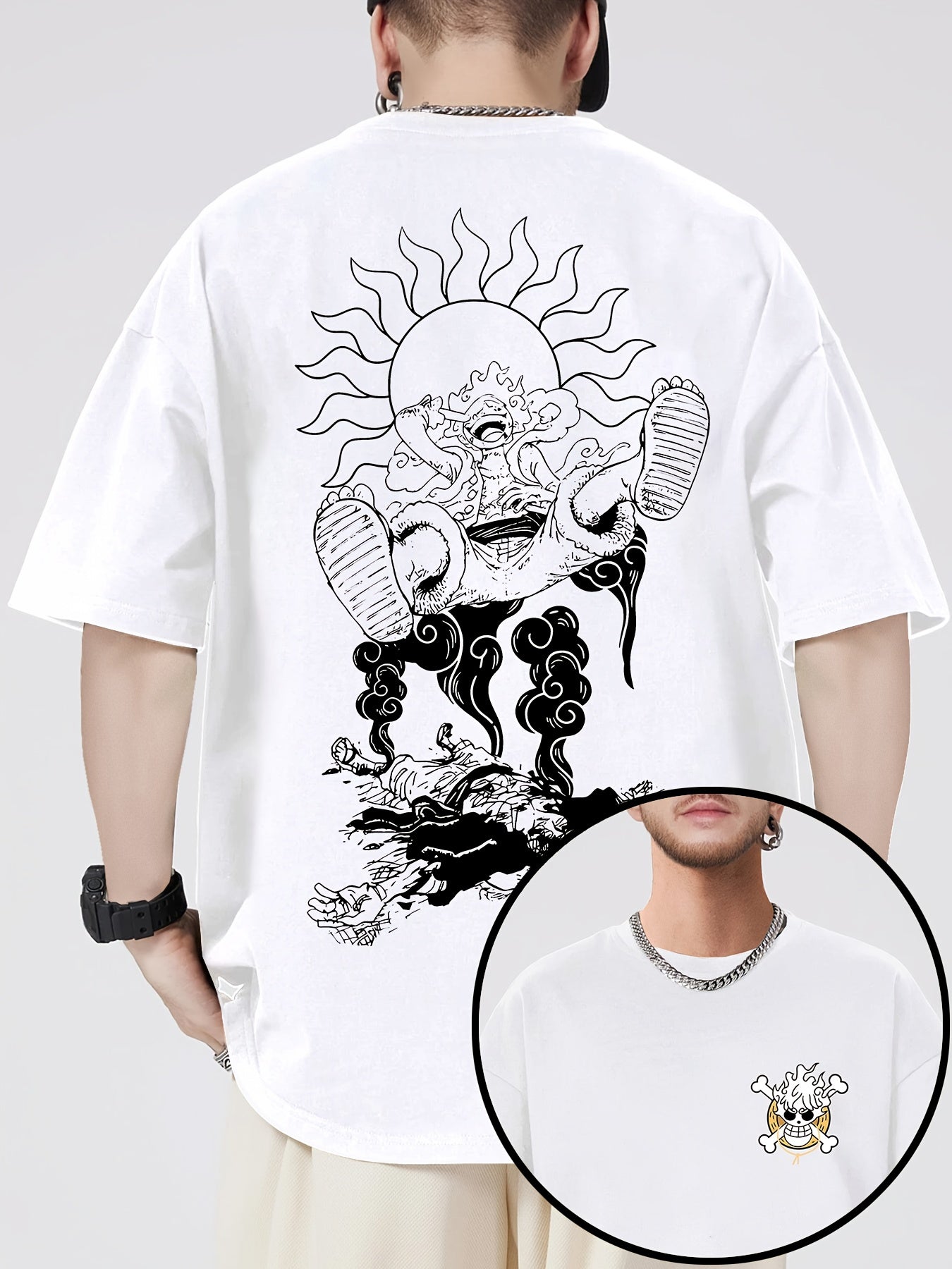 Men's & Women's 100% Cotton Anime Sun God & Japanese Manga Graphic T-Shirt - Breathable Summer Casual Round Neck Tee with One-Sword Sword Art Online Design for Outdoor Sports, Beach, Parties & Casual Attire - Ideal Gift for G