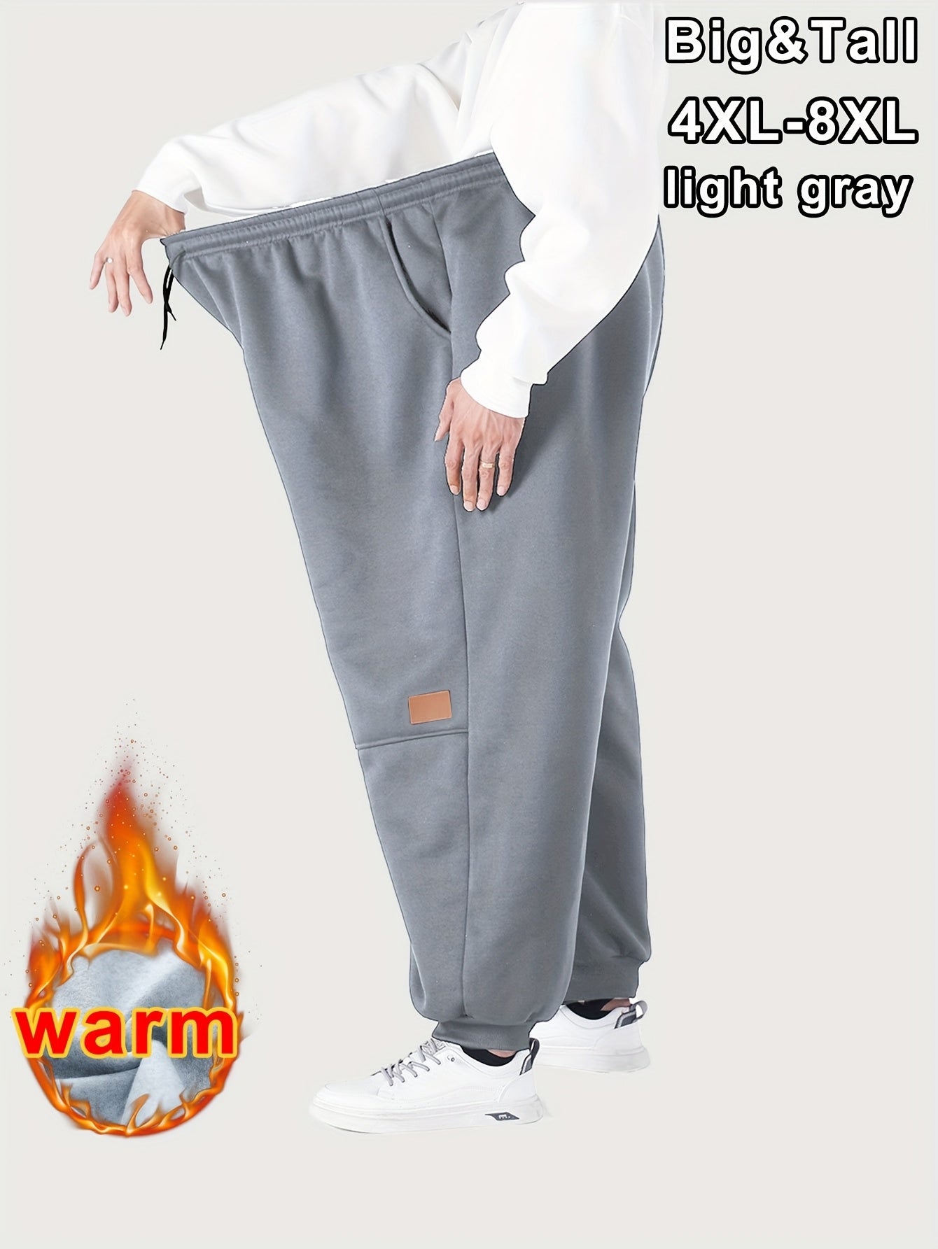 Joggers thermiques grande taille pour homme 4XL–8XL – coupe très ample, doublure effet polaire, taille à cordon, idéal hiver, sport et tenue décontractée (bleu marine)