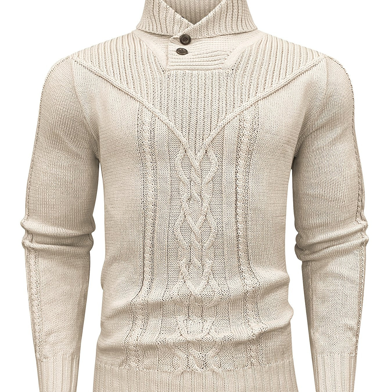 Men's High Collar Warm Knit Sweater - Stretchy Fashion Ribbed Pullover, Elegant Gentleman Cardigan