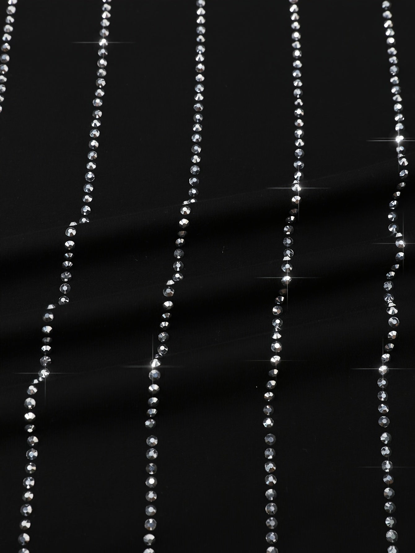 Women's Striped Bodycon Dress Suitable for - Sparkling Rhinestone Round Neck Strapless-able (Strapless Compatible) Dress, Spring/Fall Wedding Guest Dress, Hand Washable Moderate Stretch