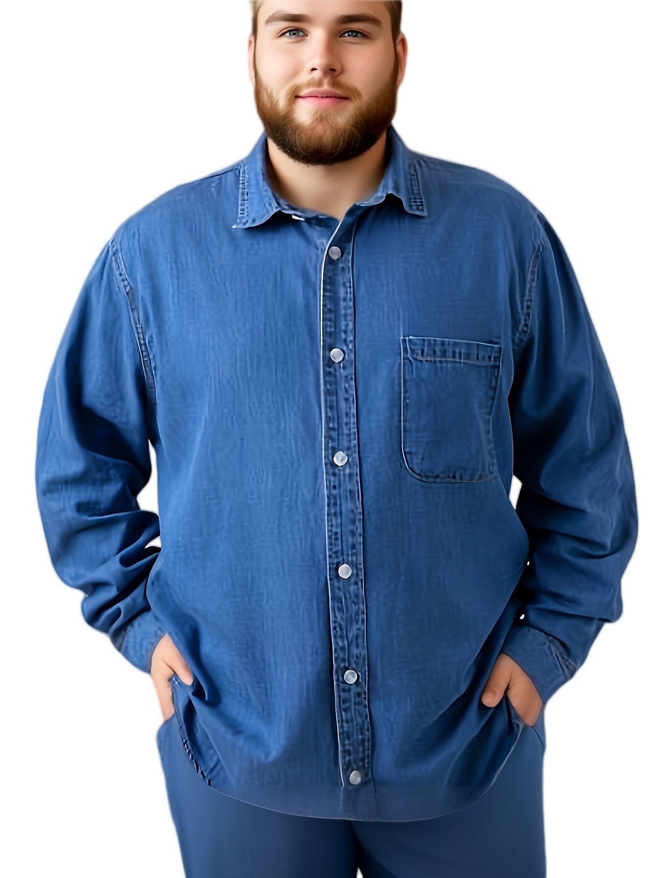 Plus Size Casual Denim Tencel Shirt
