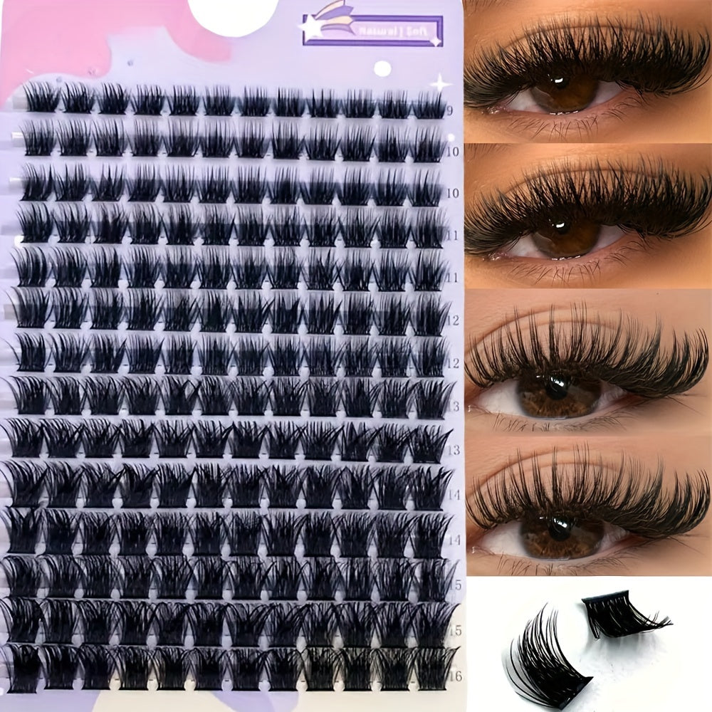 140/168pcs Faux Cils en Touffes Imitation Fourrure d’Écureuil – Courbure D 0.07mm, Longueurs Mixtes 9-16mm, Effet Naturel, Réutilisables et Hypoallergéniques