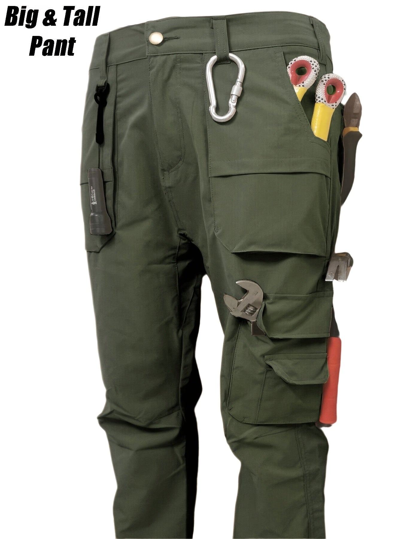 Pantalon cargo robuste grande taille pour homme – multi-poches avec système MOLLE, passants de ceinture et poches zippées, coupe droite, idéal outdoor, randonnée, chasse et camping