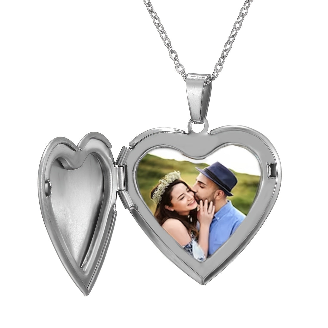 Collier pendentif cœur personnalisé avec photo, bijou en acier inoxydable gravable