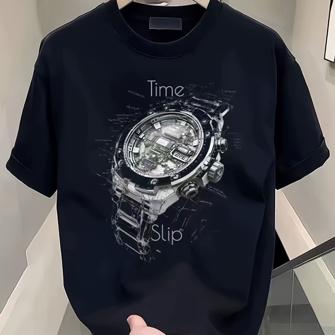 Men's 100% Cotton Short Sleeve T-Shirt with Subtle Chest Print - Round Neck Semi-Sheer Summer Top, Casual Breathable Fiber Tee for Casual Attire, Hand Washable for males