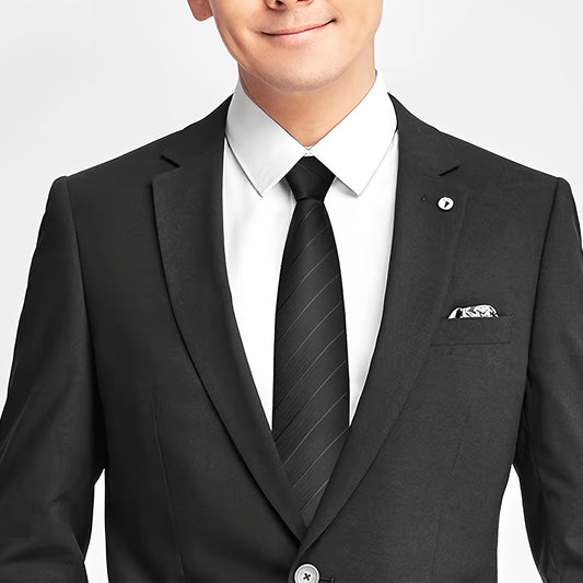 Lot de 3 Cravates Homme – Rayures Classiques Noir, Bleu, Rouge, Style Vintage