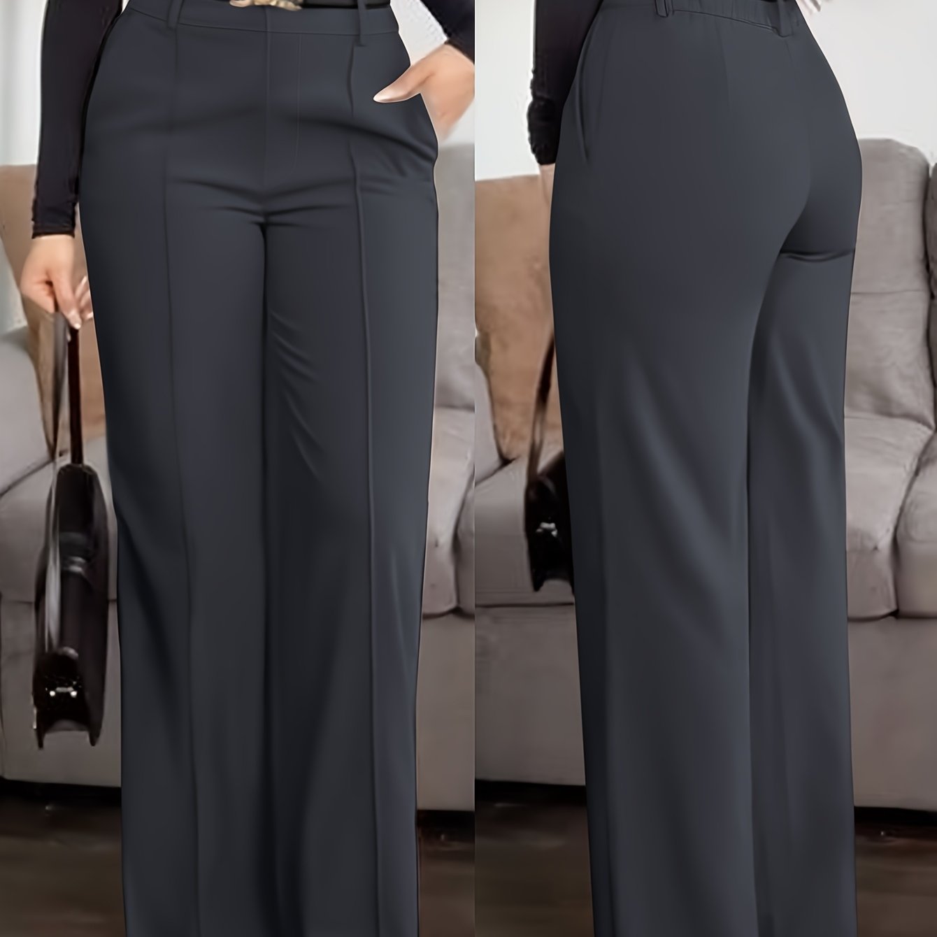 Pantalon Femme Élégant Jambe Large avec Ceinture – Style Bureau et Décontracté