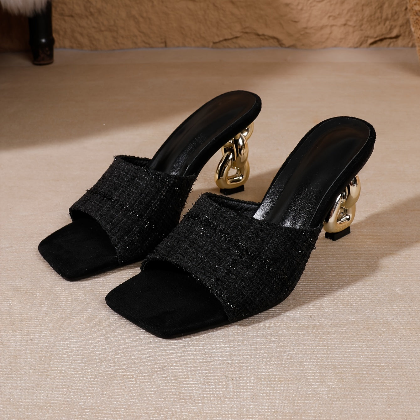 Escarpins Élégants à Talons Aiguilles pour Femme – Champagne, Dentelle, Bout Ouvert, Bride à la Cheville, Talons Ultra-Hauts, Enfilage Facile, Polyvalents Toutes Saisons