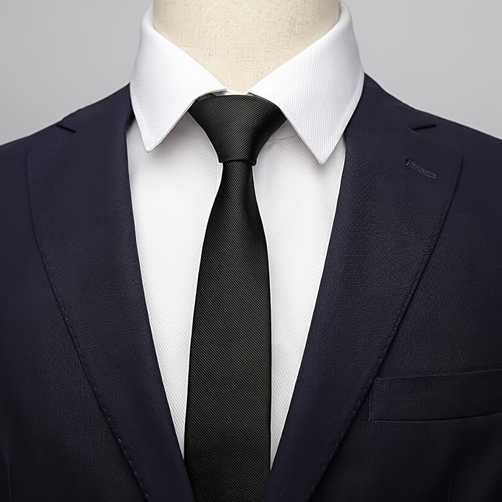 Lot de 12 Cravates Homme – Couleurs Unies, Polyester, Tenue Formelle