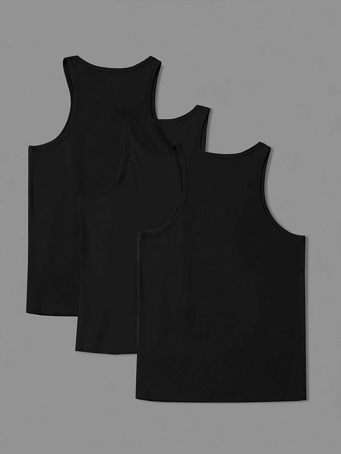 Lot de 3 Débardeurs Homme – Couleur Unie Côtelée