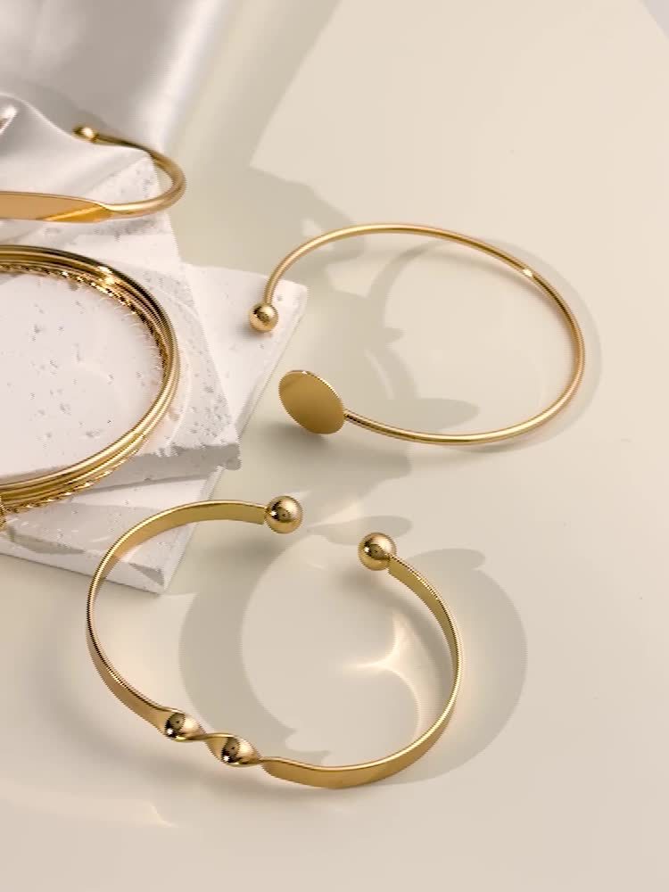 Bracelet métallique tendance et polyvalent, design nœud ouvert et bangle rond torsadé, disponible à l’unité ou par lot de 5, cadeau idéal pour le travail, usage quotidien, soirées ou entre amis