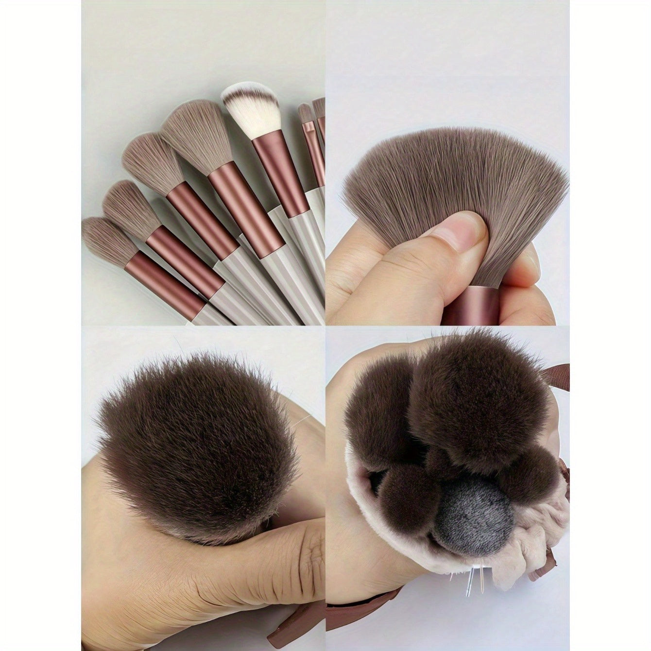 Ensemble de 13 pinceaux de maquillage professionnels en fourrure douce pour fard à paupières, fond de teint et blush