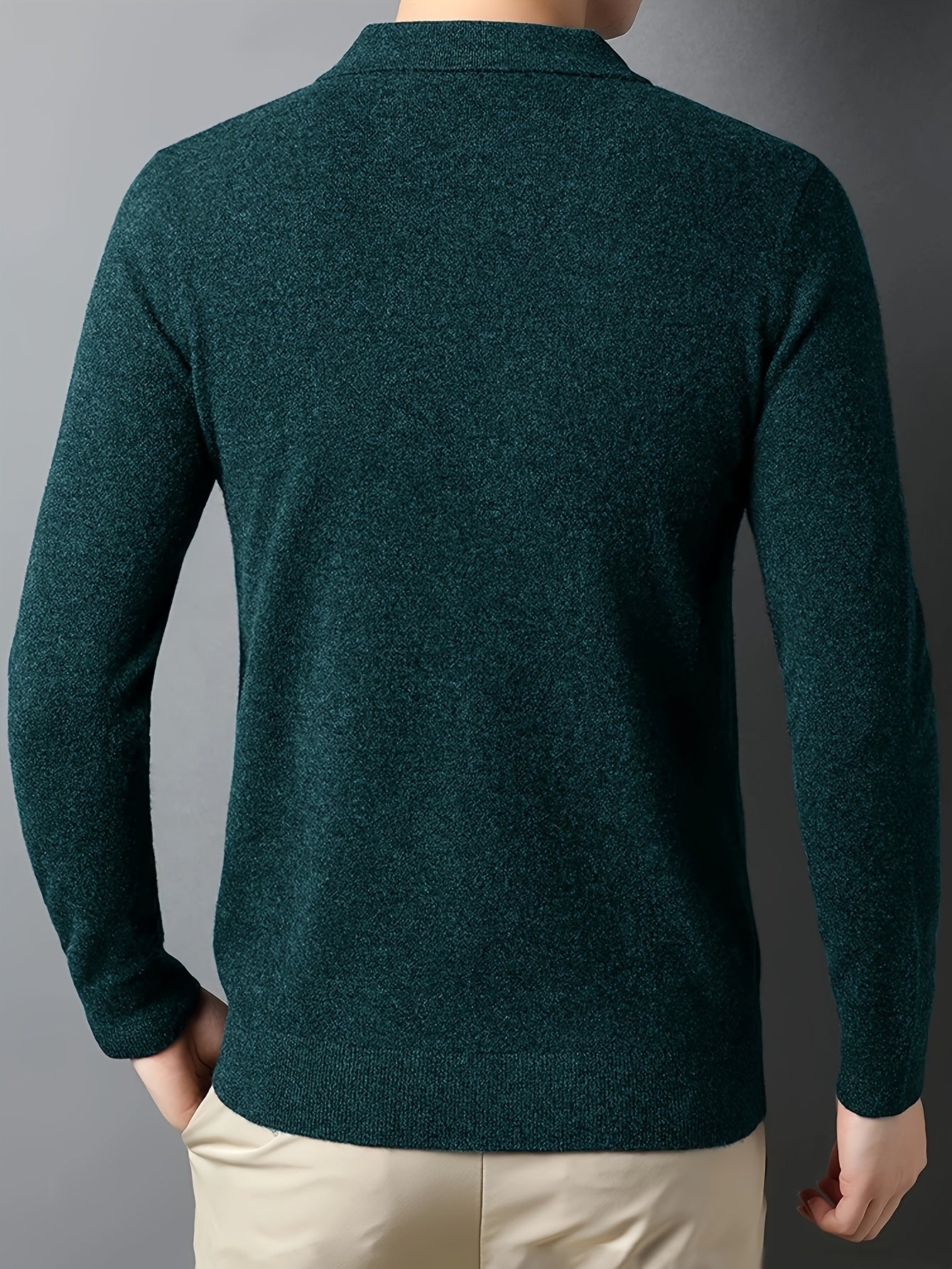 2024 New Cross-Border Men'S Polo Collar Button Knitted Sweater (Men'S Warm Top)