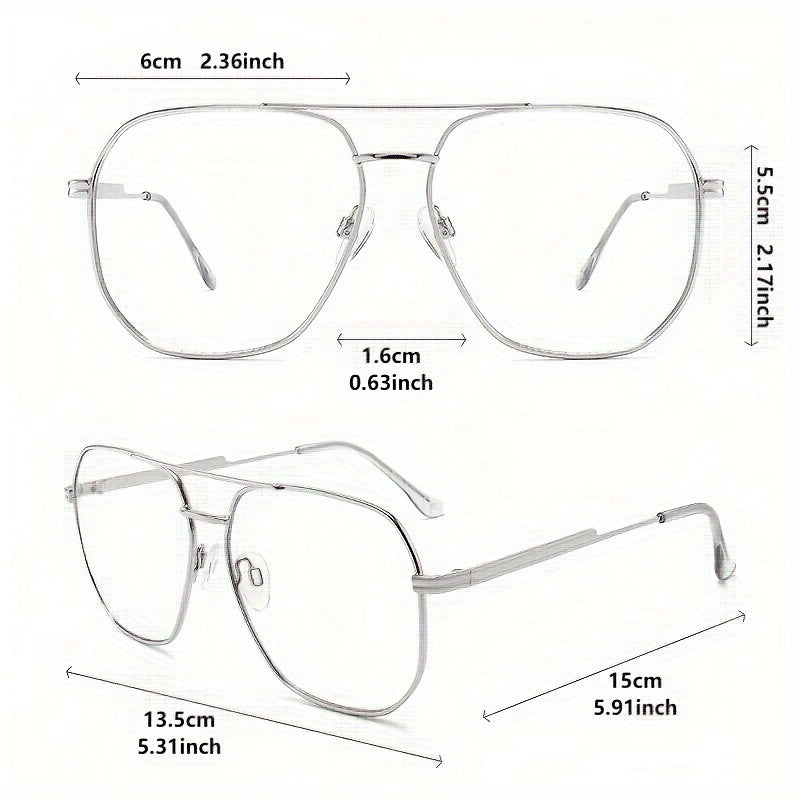 Computer Glasses for Men and Women, Unisex Design, Metal Frame Computer Glasses, Large-sized Glasses