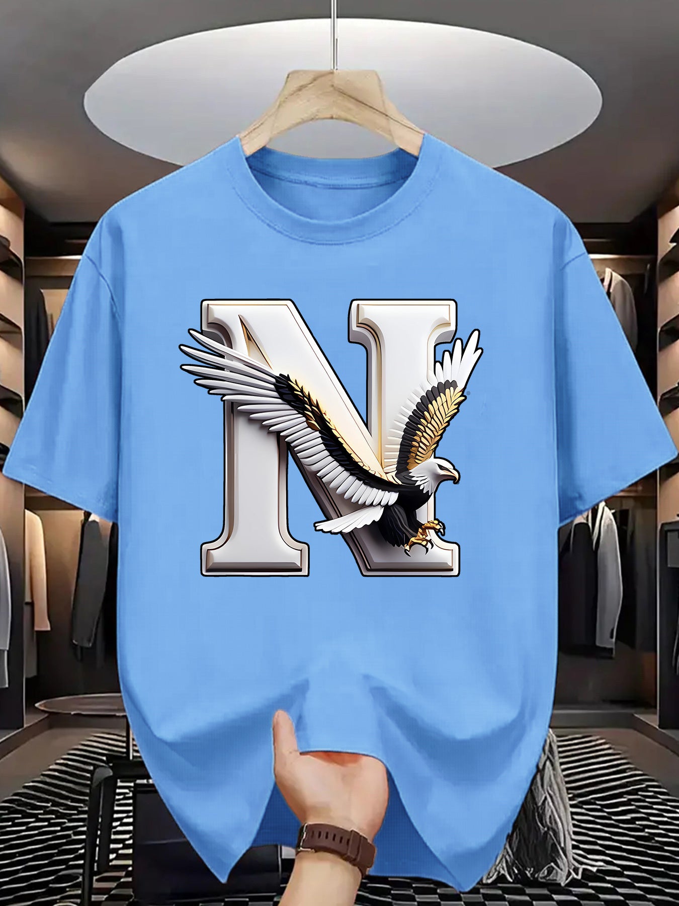 Summer Men'S Fashion Short-Sleeve T-Shirt with Letter Pattern Print