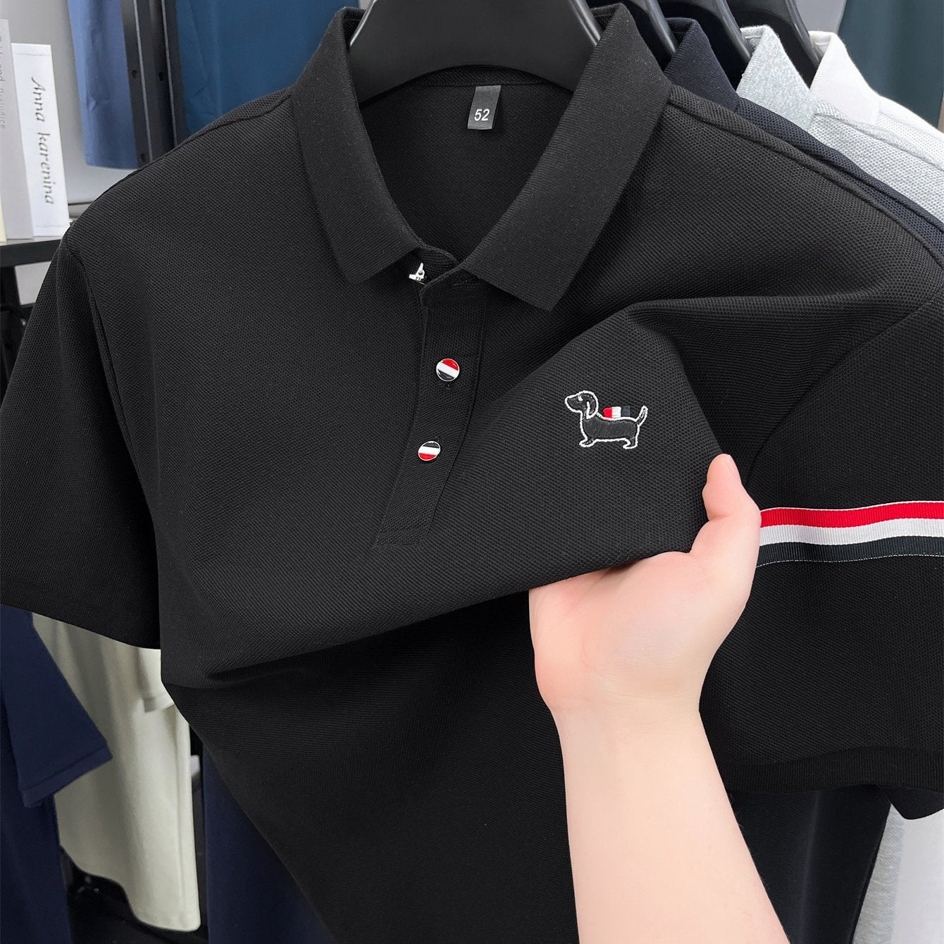 Men's Navy Blue Shirt - Classic Crew Neck Button-Front, Soft Everyday Shirt for Office, Golf, Casual Outings - CRRTMARO Brand Button-Up Shirt, Office Attire, Straight Sleeves, Durable Construction, Short Sleeve Top,