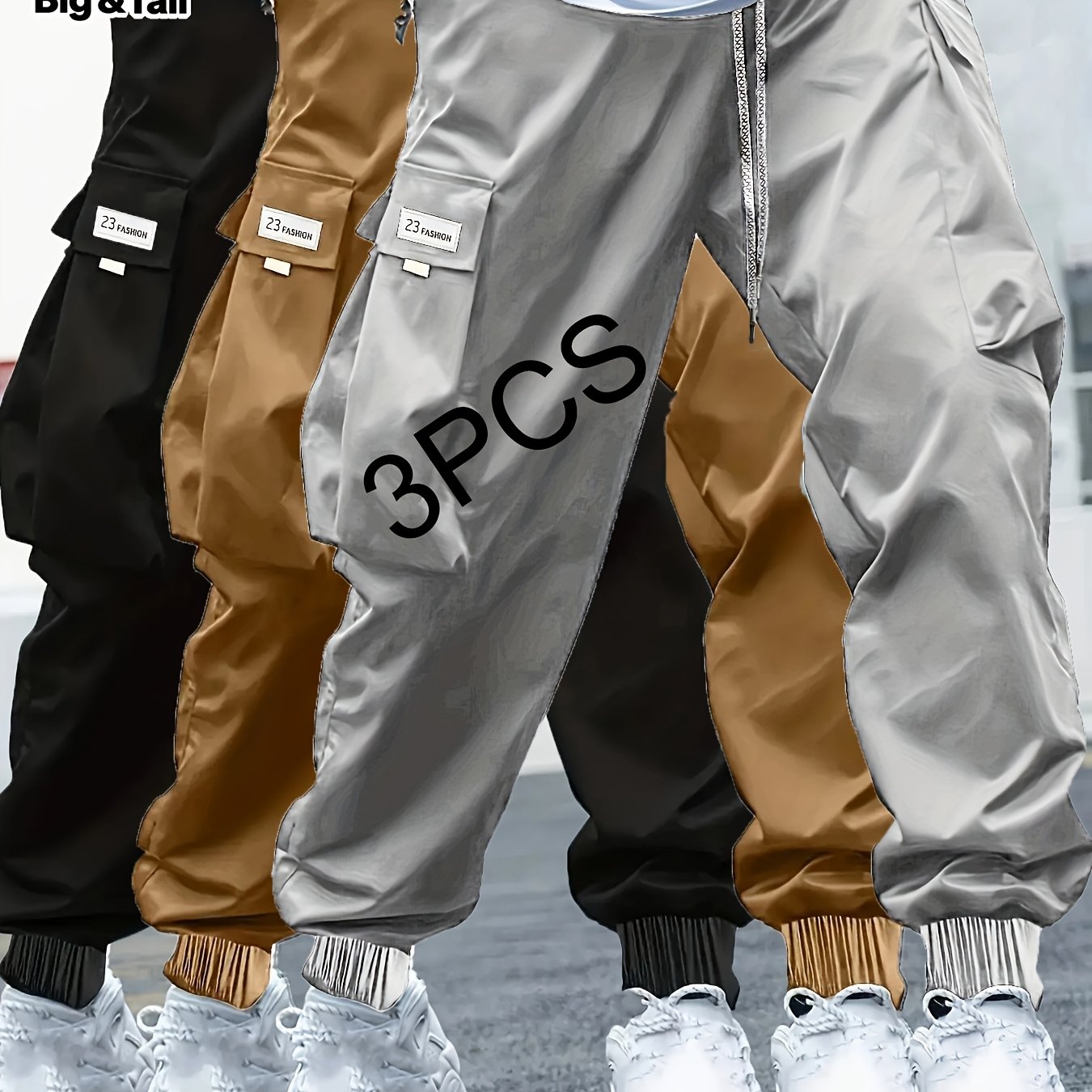 Ensemble pantalon cargo grande taille pour homme (3 pièces) – robustes, multi-poches cargo, tissu non extensible, toutes saisons, idéals construction, randonnée et usage quotidien, style décontracté et durable