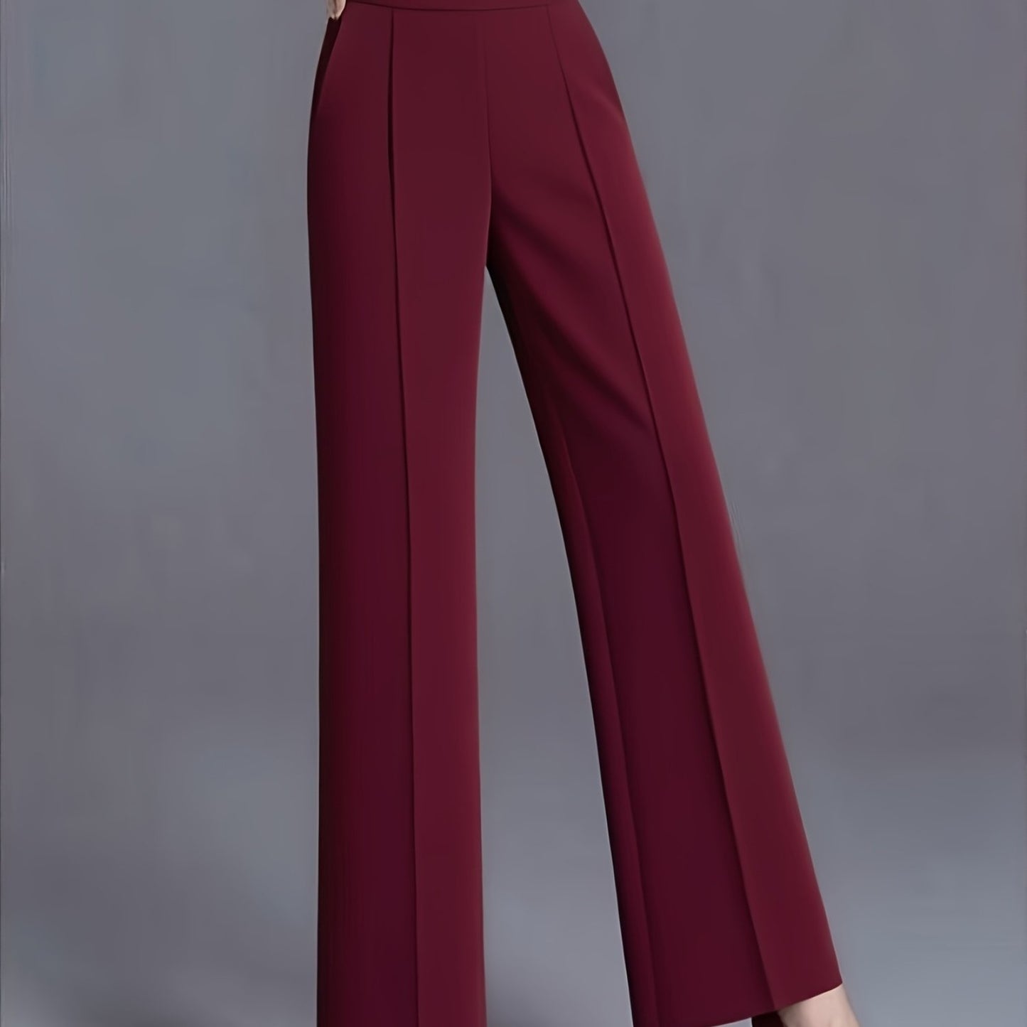 Pantalon Femme Grande Taille Élégant – Taille Haute, Jambe Large, Couleur Unie Rose et Bleu Marine