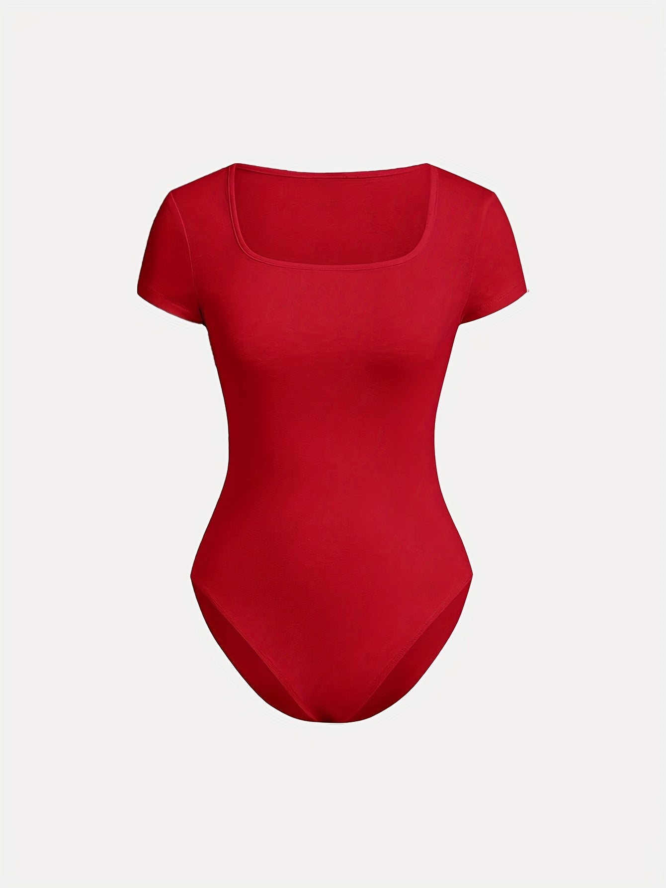 Lot de 2 combinaisons femme à col carré, manches courtes, coupe ajustée, style décontracté et sportif, une pièce pantalon confortable