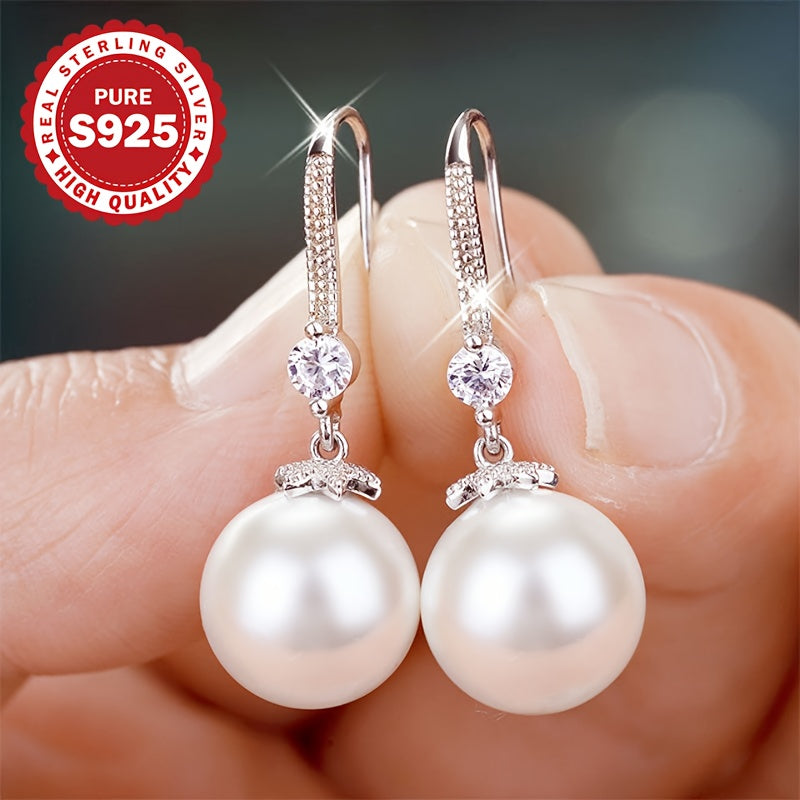 Boucles d’oreilles à crochet pour femmes en argent S925, design minimaliste raffiné, élégantes pour soirées et fêtes, hypoallergéniques, cadeau parfait.