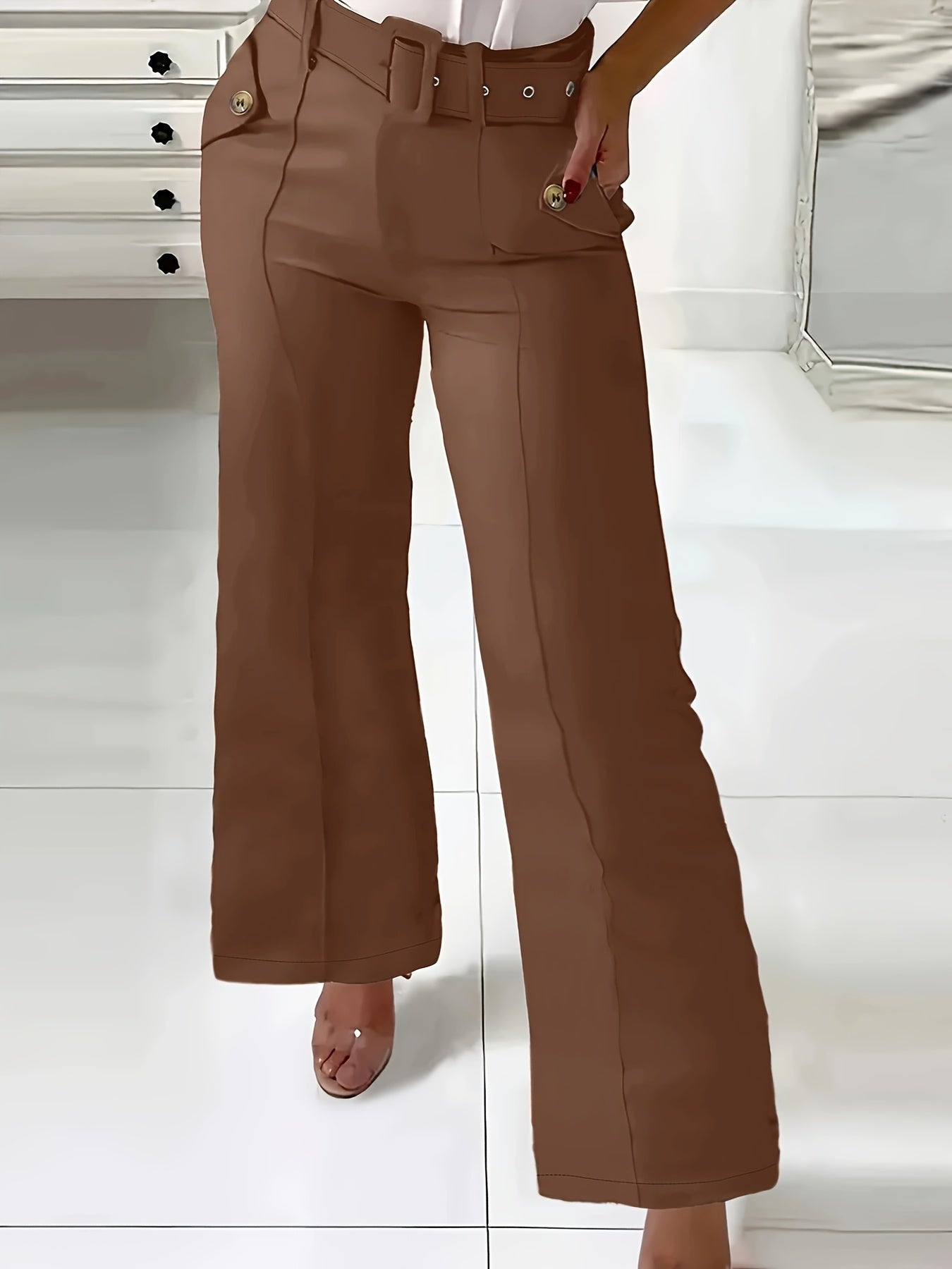 Pantalon Femme Décontracté – Avec Poches et Boutons