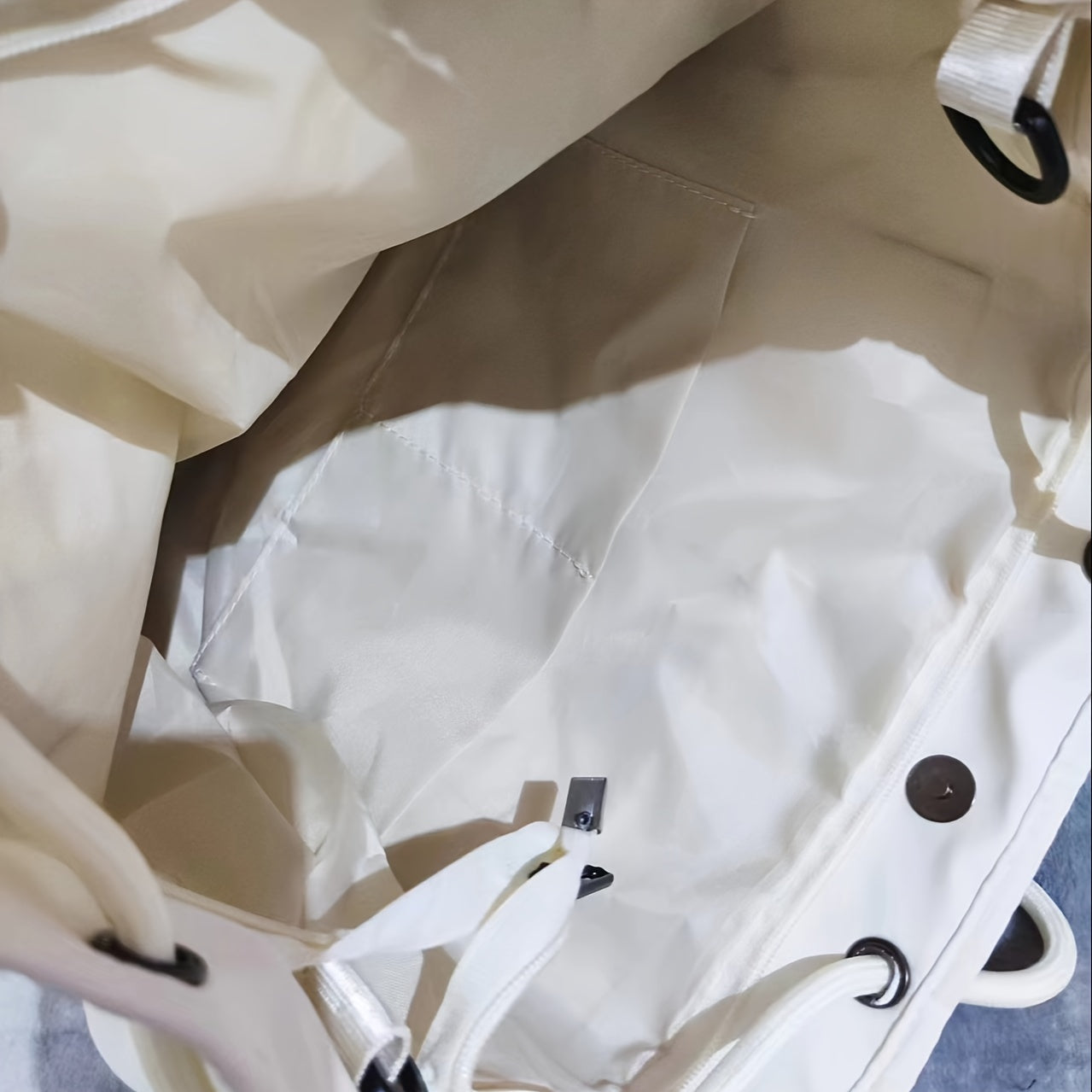 Sac Cabas Femme – Grande Capacité, Nylon, Couleurs Noir/Blanc/Marron Patchwork, Casual, Voyage, Shopping, Sacs pour Étudiantes