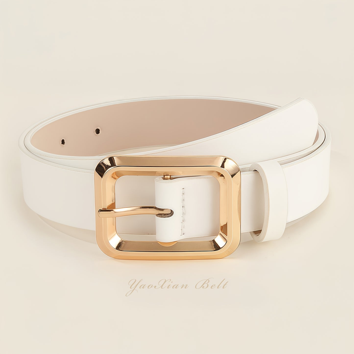 Ceinture Femme à Boucle Carrée Métal – Style Décontracté Bureau, Fait Main, Luxe Léger, Simple et Polyvalente, Adaptée T-shirt, Jeans, Robe, Tenue Formelle ou Décontractée