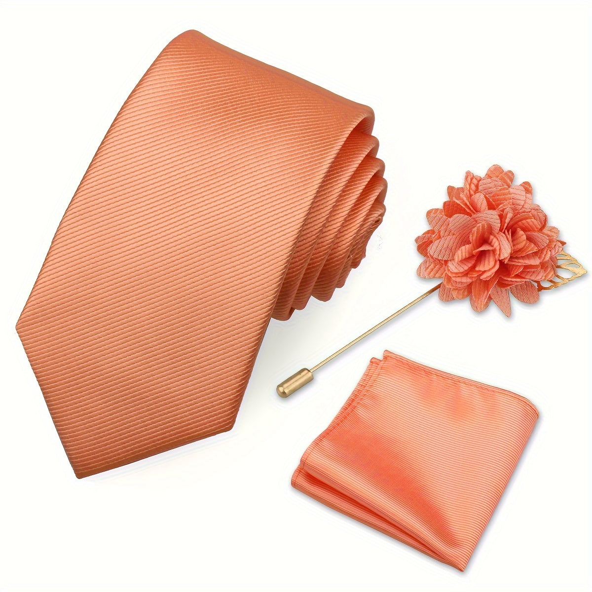 Lot de 3 Accessoires Homme – Cravate, Pochette & Broche Classiques