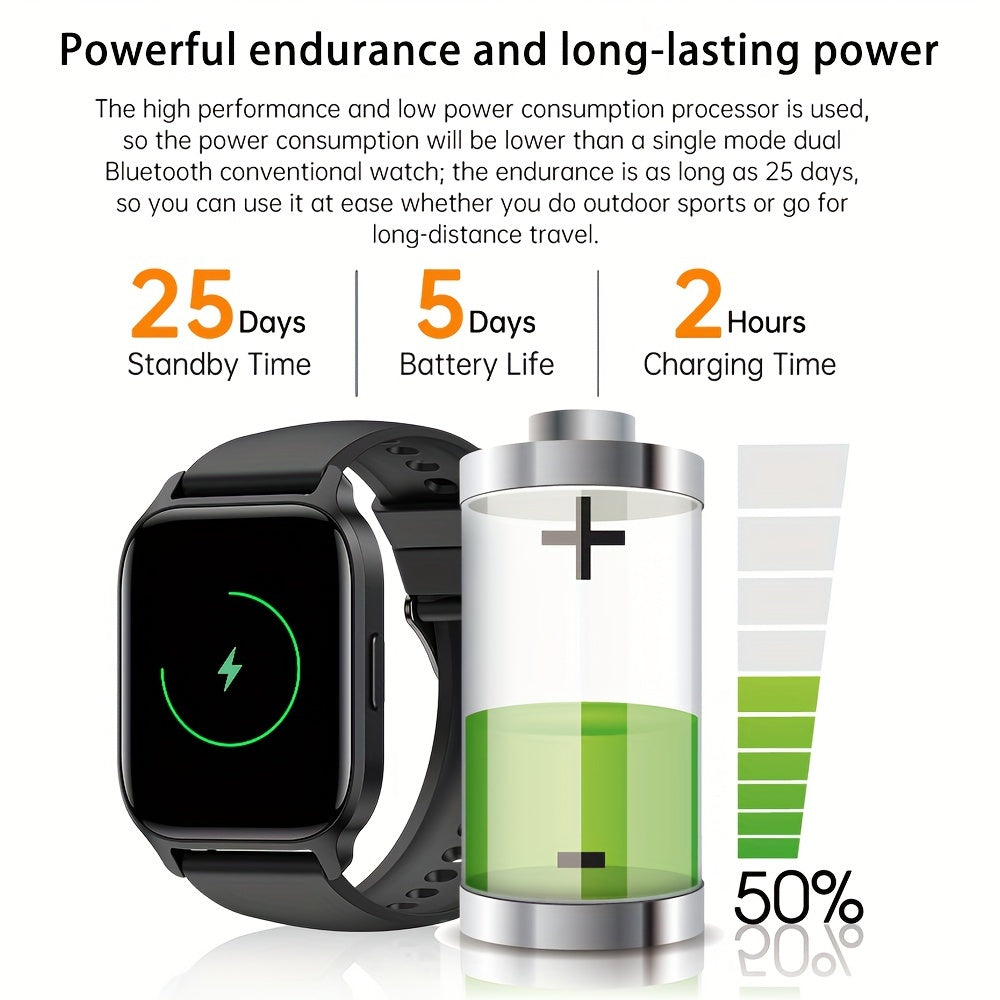 Smart Watch (Make/Answer Call), 4.7cm BT Calling Smartwatch for Women Men, Fitness Tracker Watch for iPhone And Andriod Phones with Lock Screen/ Stopwatch/ Alarm Clock/100+ Sport Modes/ Weather display/DIY Wallpaper, Good Gif