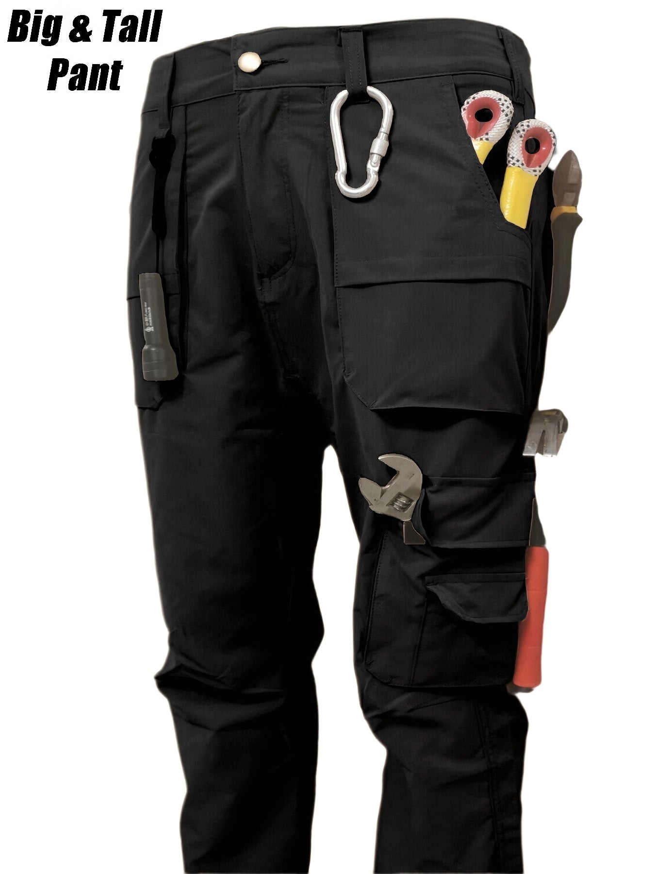 Pantalon cargo robuste grande taille pour homme – multi-poches avec système MOLLE, passants de ceinture et poches zippées, coupe droite, idéal outdoor, randonnée, chasse et camping