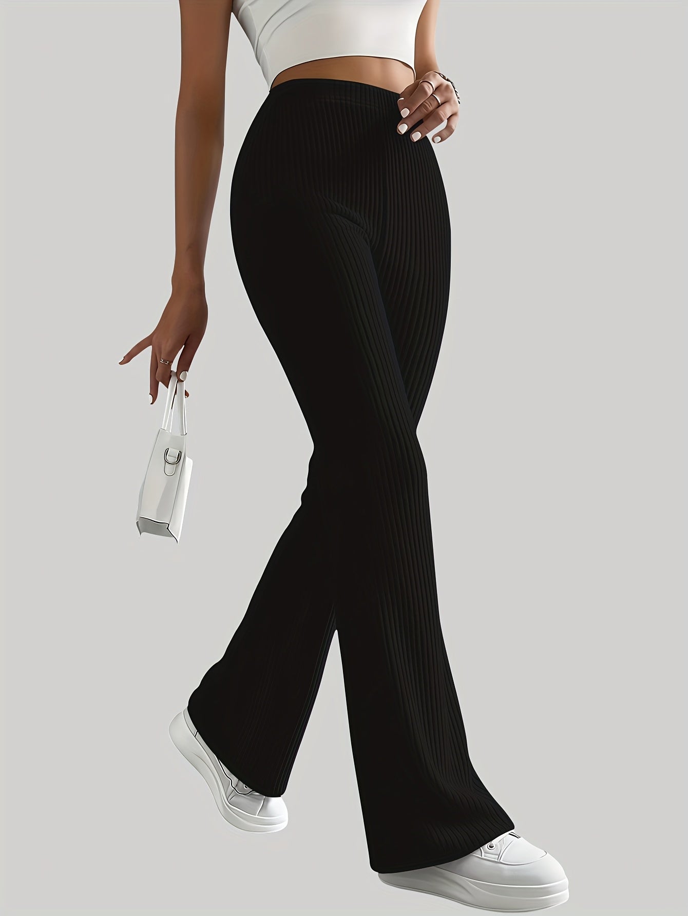 Lot de 3 Pantalons Femme Jambe Large – Taille Élastique avec Ceinture et Ourlets, Couleurs Bleu/Rouge/Noir, Tous Saisons, Bureau et Décontracté