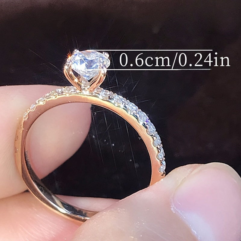 An Elegant And Classic 4-Prong Engagement Ring for Women, Featuring a Sparkling Synthetic Zirconia, Perfect As a Valentine'S Day Gift Or for Parties, Without Card Packaging.