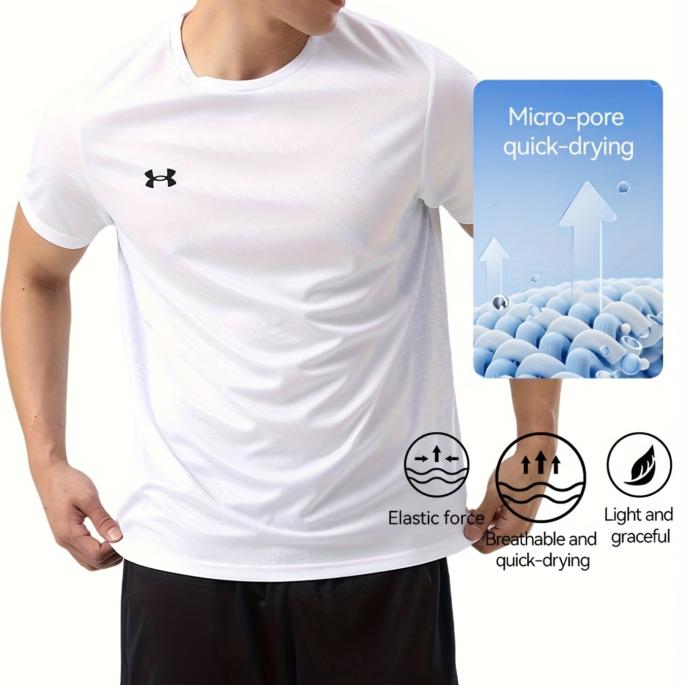 UNDER ARMOUR Men'S Quick-Dry Athletic T-Shirt - Breathable Moisture-Wicking Short Sleeve Tee with Contrast Color Block Design, Durable & Fade-Resistant for Gym, Beach, Casual Wear - Summer Essential for Men & Teens, Gym Appar