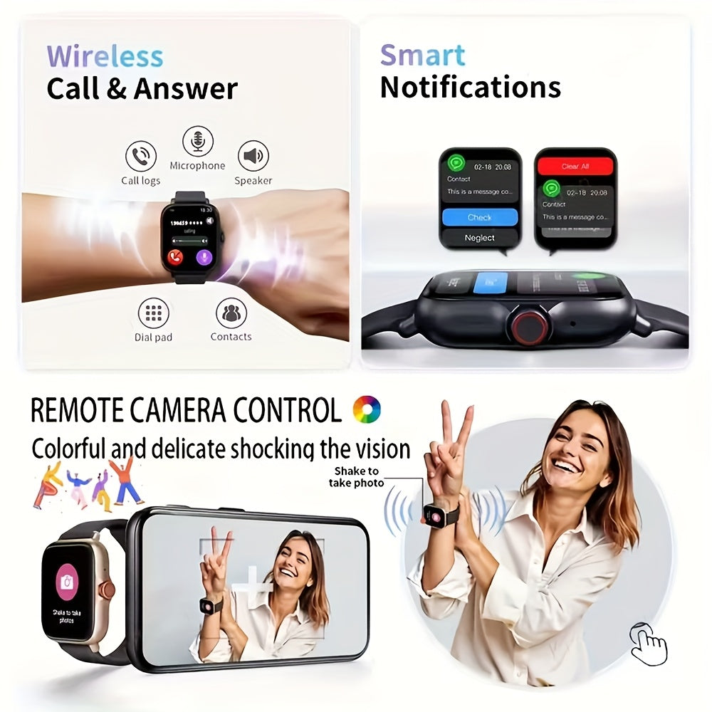 Montre Connectée 1,84” HD – Notifications Appels et Messages, Modes Sport, Calculatrice, Tracker Fitness, Compatible iPhone & Android, Cadeau Parfait