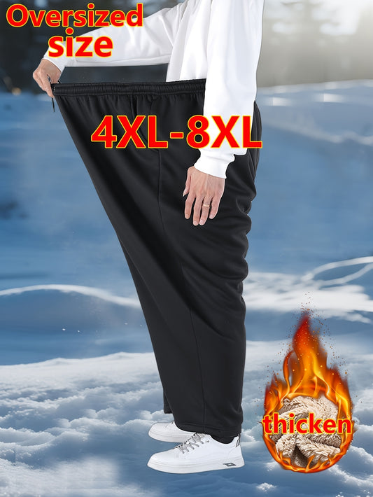 Pantalon Homme Grande Taille 4XL-8XL – Doublé Polaire, Épais et Chaud, Taille Ajustable, Sports et Loisirs Automne/Hiver
