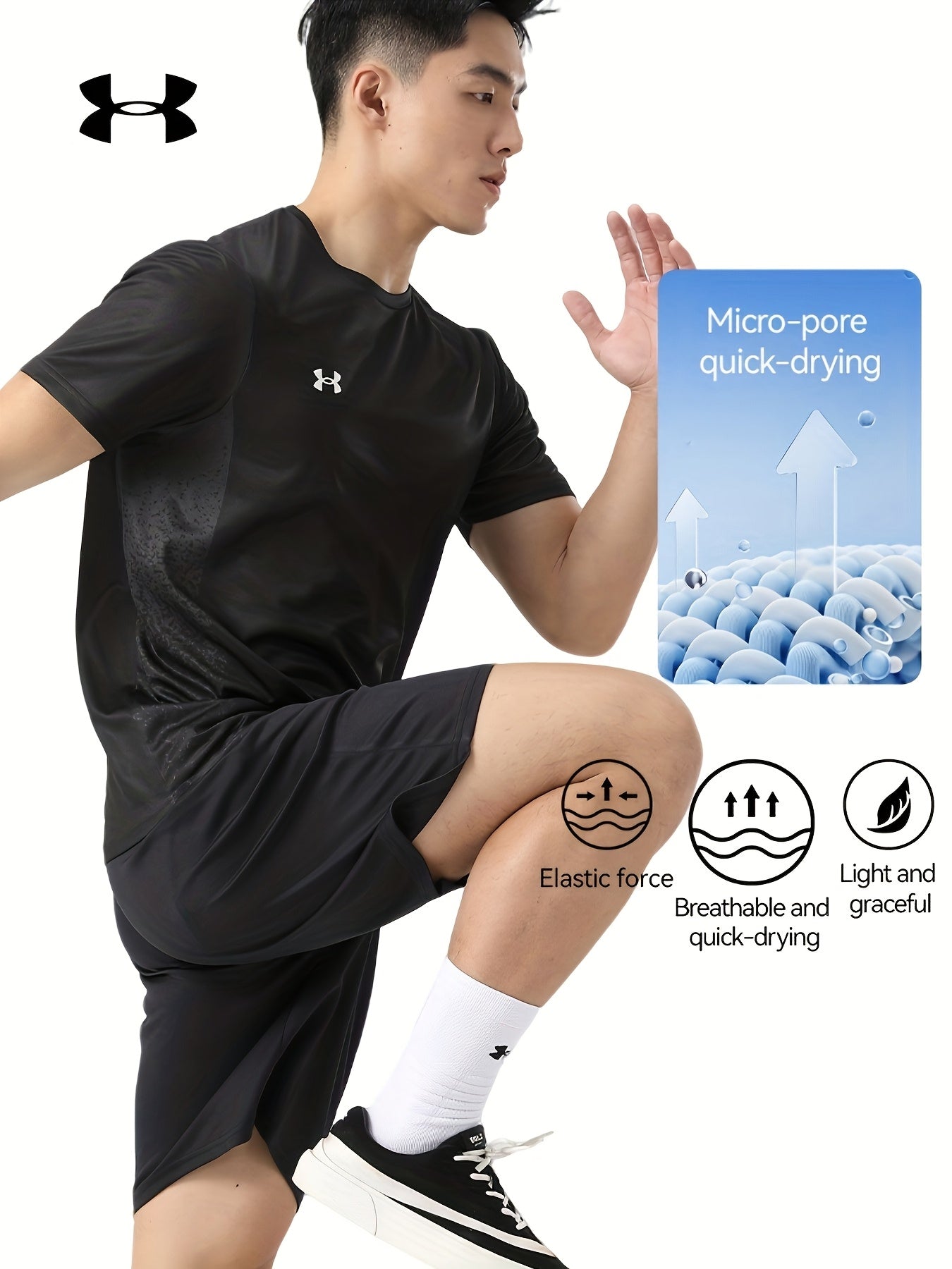 UNDER ARMOUR Men'S Quick-Dry Athletic T-Shirt - Breathable Moisture-Wicking Short Sleeve Tee with Contrast Color Block Design, Durable & Fade-Resistant for Gym, Beach, Casual Wear - Summer Essential for Men & Teens, Gym Appar